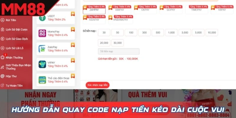 Hướng dẫn quay Code nạp tiền kéo dài cuộc vui