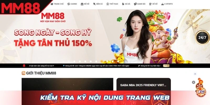 Kiểm tra kỹ nội dung trang web