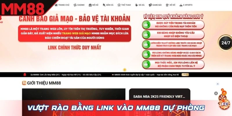 Vượt rào bằng Link vào MM88 dự phòng